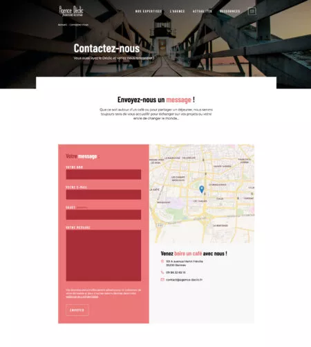 Capture d'écran de la page "Contactez-nous" du site agence-declic.fr