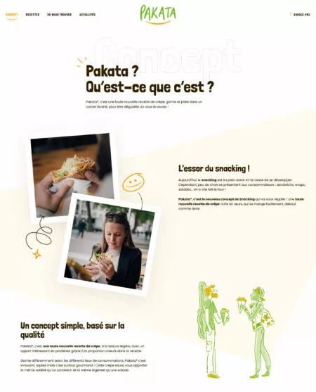 Capture d'écran de la page "Concept" du site snacking-pakata.com