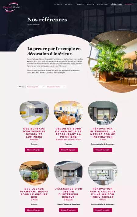 Capture d'écran de la page "Nos références" du site regard-pluriel.fr